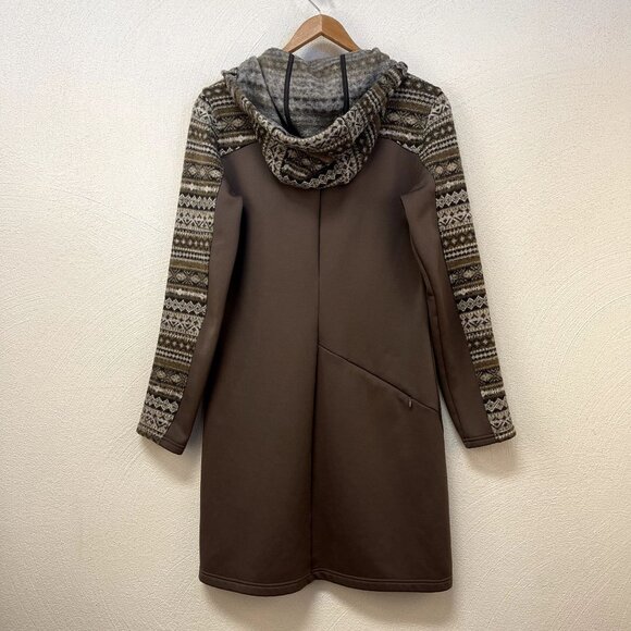 Athleta Womens Brown Fair Isle Hooded Sweaterware Dress sz Small - Picture 4 of 5